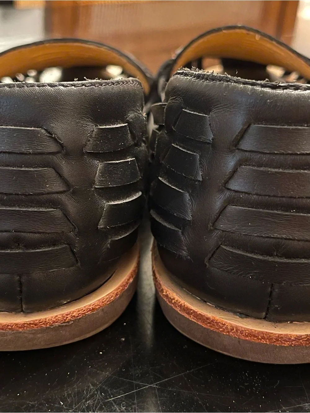 Nisolo Black Woven Leather Huarache Sandal